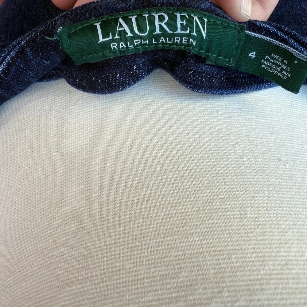 Lauren Ralph Lauren Womens Denim Pencil Skirt Zip Front Size 4 Dark Wash‎